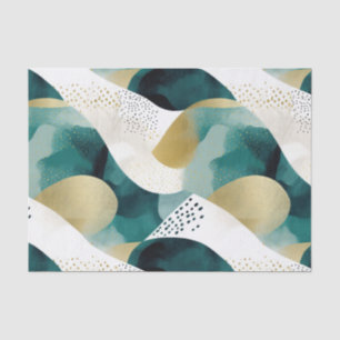 Chic Gold Green White Abstract Tissue Paper