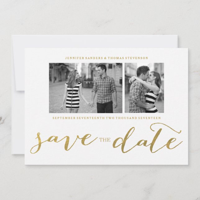 CHIC GOLD HANDWRITTEN | PHOTO SAVE THE DATE (Front)