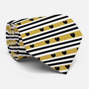 Chic Gold Heart Monochrome Pattern Tie