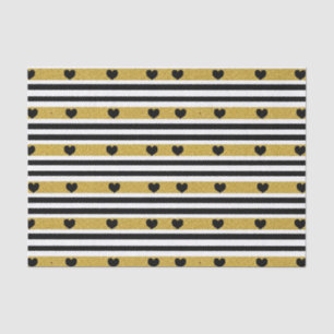 Chic Gold Heart Monochrome Pattern Tissue Paper