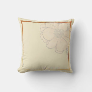 Chic Gold Ivory  Abstract Floral Frame Cushion
