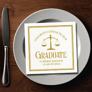 Chic Gold Law School Custom Graduation Party Napkin