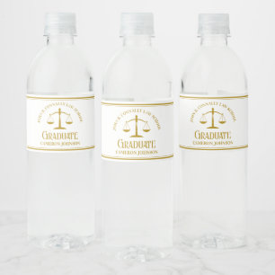 Chic Gold Law School Custom Graduation Party Water Bottle Label