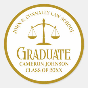 Chic Gold Law School Graduation Party Classic Round Sticker