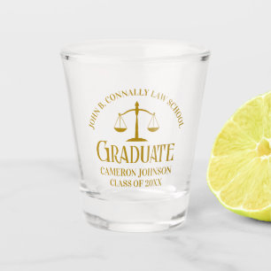 Chic Gold Law School Graduation Party Shot Glass