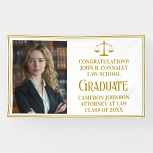 Chic Gold Law School Photo Graduation Party Banner