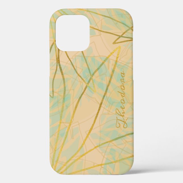 Chic Gold Leaf Aqua Pink Case-Mate iPhone Case (Back)