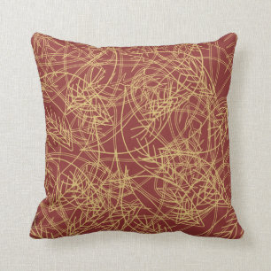 Chic Gold Leaf Burgundy Classic Pattern Cushion