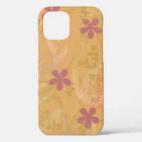 Chic Gold Leaf Flower Peach Violet Pattern