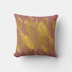 Chic Gold Leaf Purple Classic Background Cushion