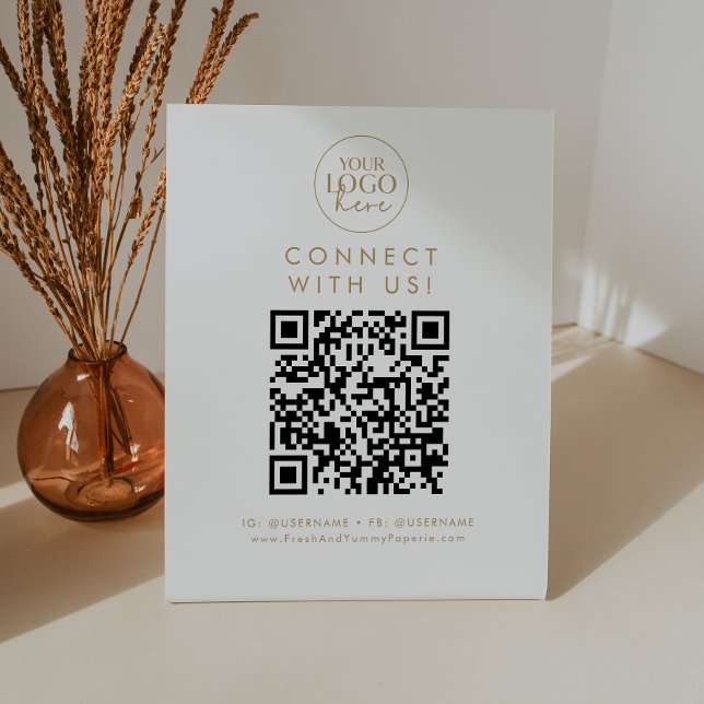 Chic Gold Logo Connect with Us Social Media Pedestal Sign (Creator Uploaded)