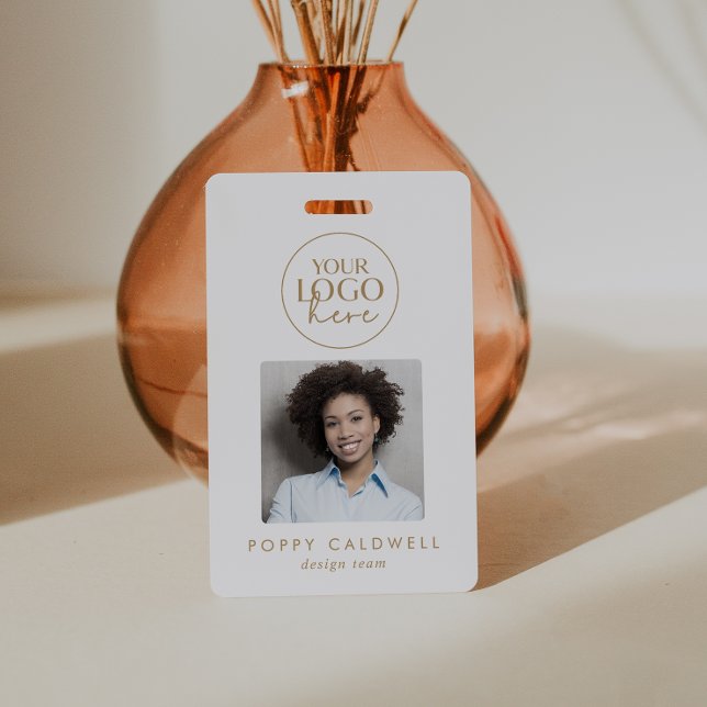 Chic Gold Logo Photo QR Code Business ID ID Badge (Creator Uploaded)