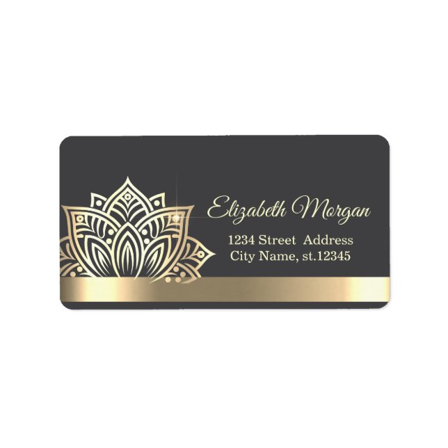 Chic Gold Lotus Flower Gray Label (Front)