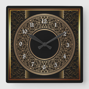 Chic Gold Medallion Square Wall Clock
