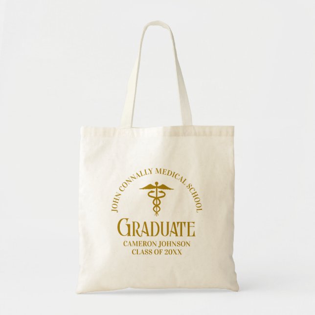 Chic Gold Medical School Graduate Keepsake Tote Bag (Front)
