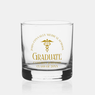 Chic Gold Medical School Graduate Personalised Whiskey Glass