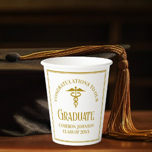 Chic Gold Medical School Graduation Party Paper Cups