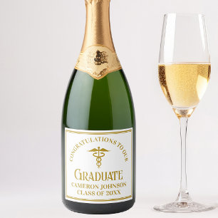 Chic Gold Medical School Graduation Party Sparkling Wine Label