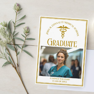 Chic Gold Medical School Graduation Photo Announcement