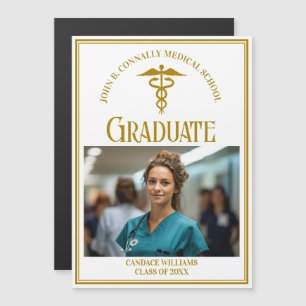 Chic Gold Medical School Graduation Photo Magnet
