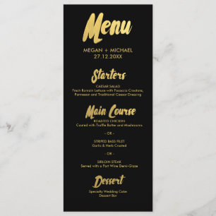 Chic Gold Menu card   typography golden letters