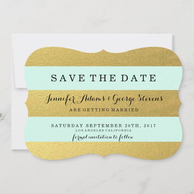 CHIC GOLD | MINT STRIPES SAVE THE DATE (Front)