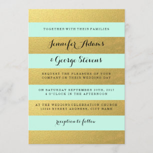 CHIC GOLD MINT WEDDING INVITATION