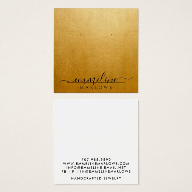 Chic Gold Modern Minimalist Black Earring Jeweller (Front & Back)