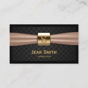 Chic Gold Monogram Diamond Quilts Makeup Artist Business Card