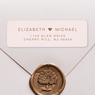 Chic Gold Monogram Pink Wedding Return Address Return Address Label