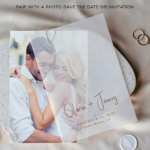 Chic Gold Monogram Wedding Overlay Vellum Invitations