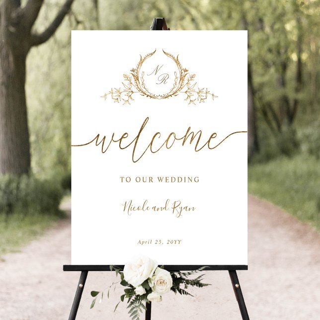 Chic Gold Monogram Wedding Welcome Sign  (Creator Uploaded)