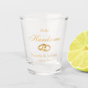 Chic Gold Monogrammed Wedding Keepsake Shot Glass