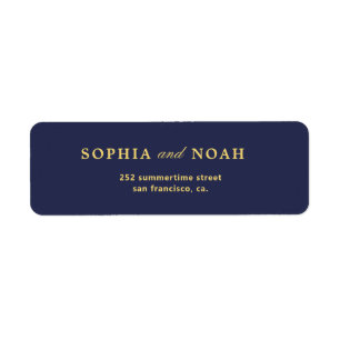 Chic gold navy wedding return address label