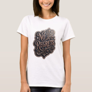 Chic Gold NO REGRETS 3D Text Art T-Shirt