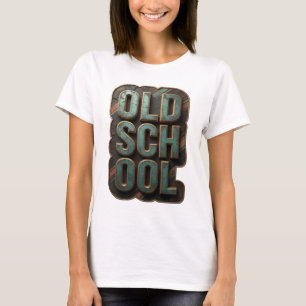 Chic Gold OLD SCHOOL Graphic Design T-Shirt