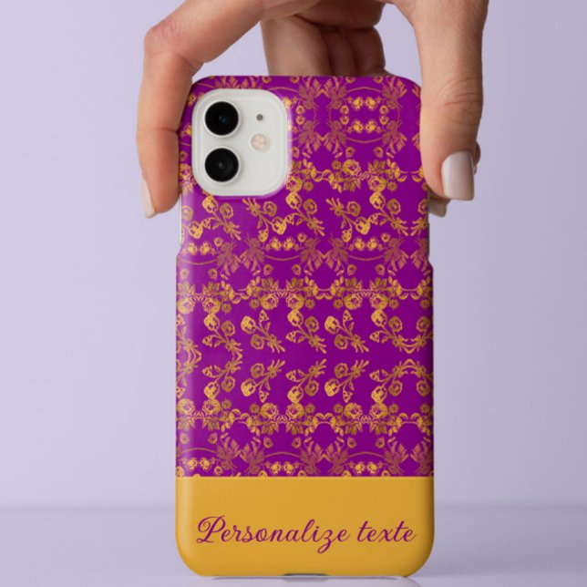 Chic Gold on Purple Damask Floral Custom aesthetic Case-Mate iPhone Case (Creator Uploaded)
