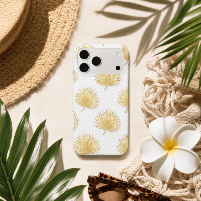 Chic Gold Palm Frond Tropical iPhone Case (Creator Uploaded)