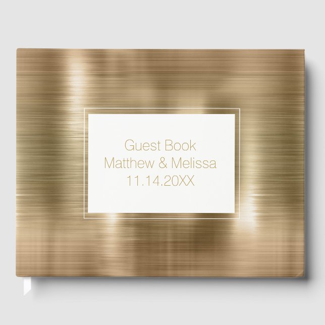 Chic Gold Personalised Wedding Guest Book (Front)