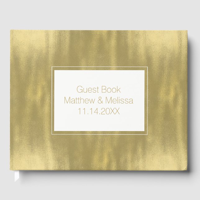 Chic Gold Personalised Wedding Guest Book (Front)