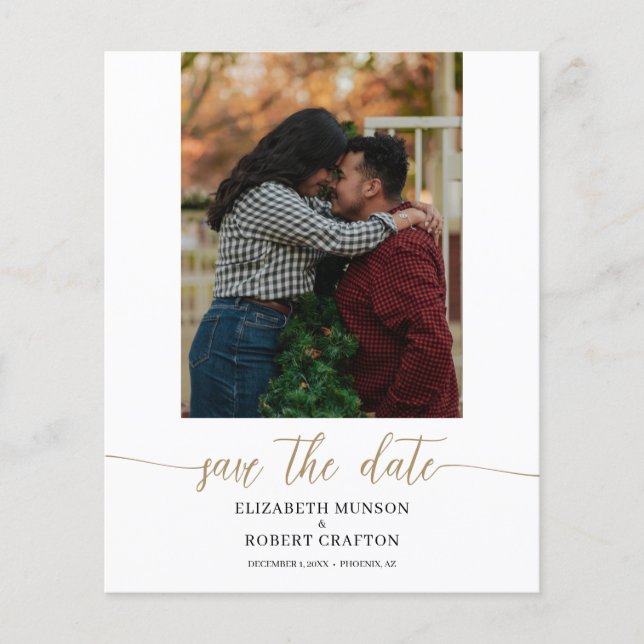 Chic Gold Photo Wedding Save The Date (Front)
