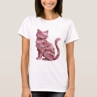 Chic Gold PINK CAT 3D Text Art T-Shirt