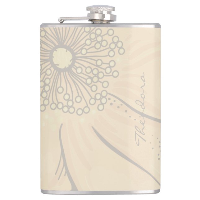 Chic Gold Pink Floral Hip Flask (Front)