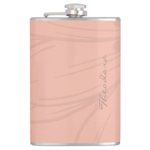 Chic Gold Pink Floral Pattern Hip Flask