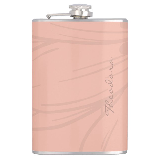 Chic Gold Pink Floral Pattern Hip Flask (Front)