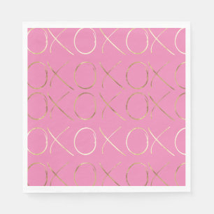 Chic Gold Pink Girly Glam XOXO Napkin