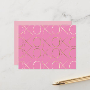 Chic Gold Pink Girly Glam XOXO Postcard