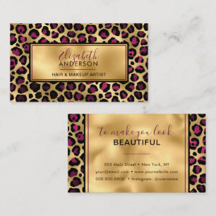 Chic Gold Pink Leopard Print Fashion Trendy Modern Business Card