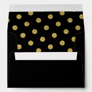 Chic Gold Polka Dot Black Wedding Envelope