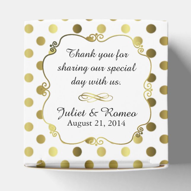 Chic Gold Polka Dot Custom Wedding Favour Gift Box (Top)